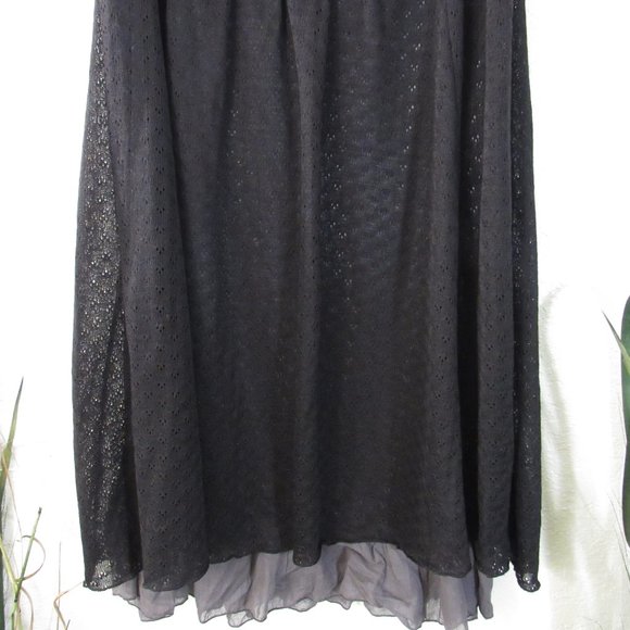 Sleeveless Gray Floral Rose Black Lace Dress Sz M - Picture 3 of 11